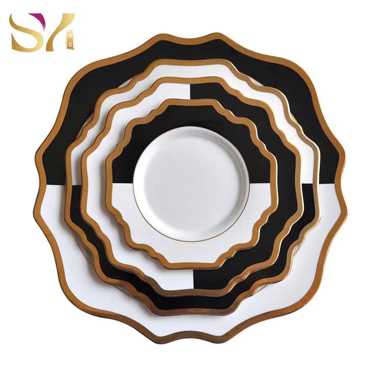 Black And White Porcelain Dinnerware Set