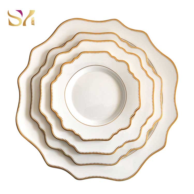 Sharp Tines Gold Rim Porcelain Dining Set 