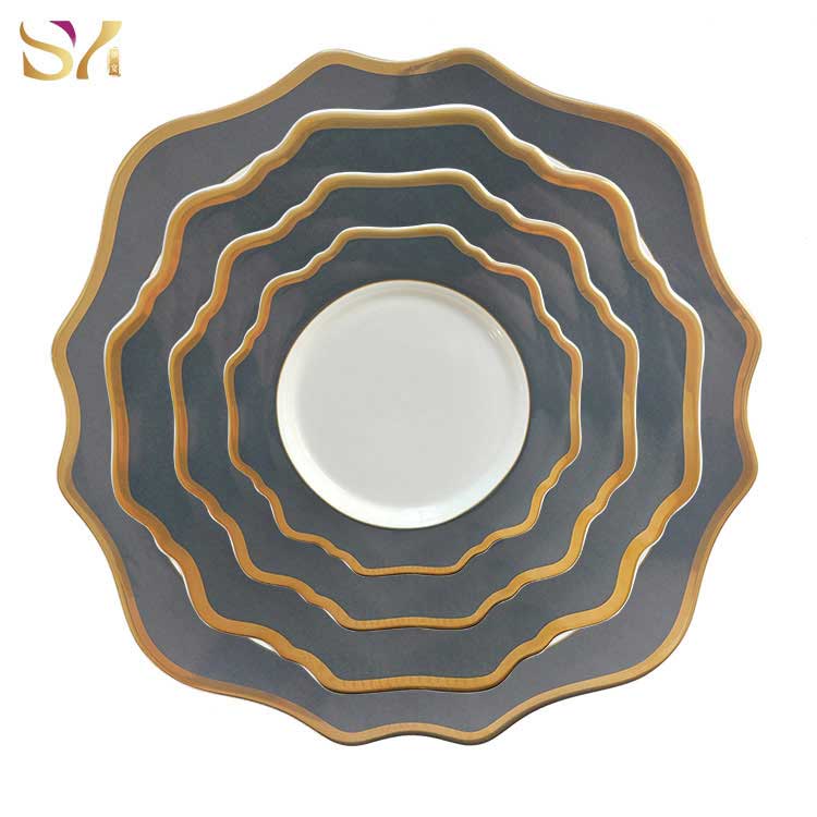 Grey Dinnerware Porcelain Plate Set
