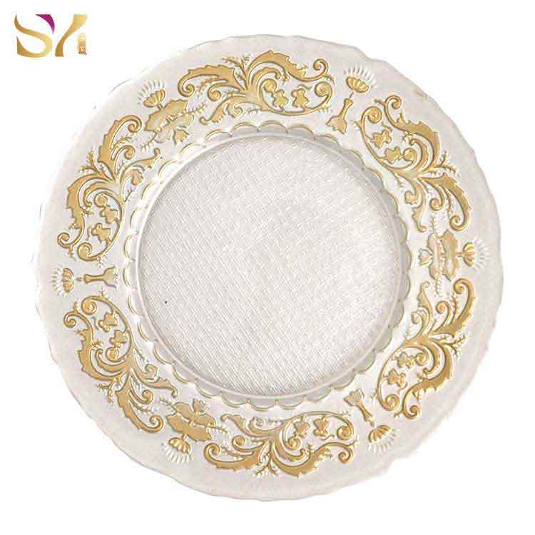 Vintage White Glass Charger Plates