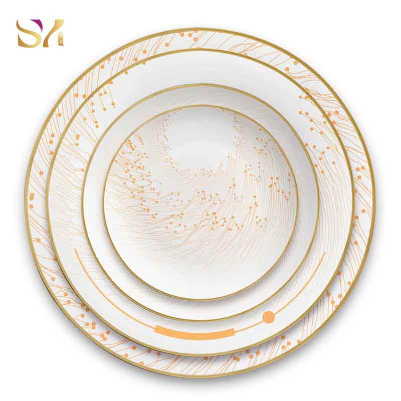 Orange Speckled Ceramics Dinner Plates Set