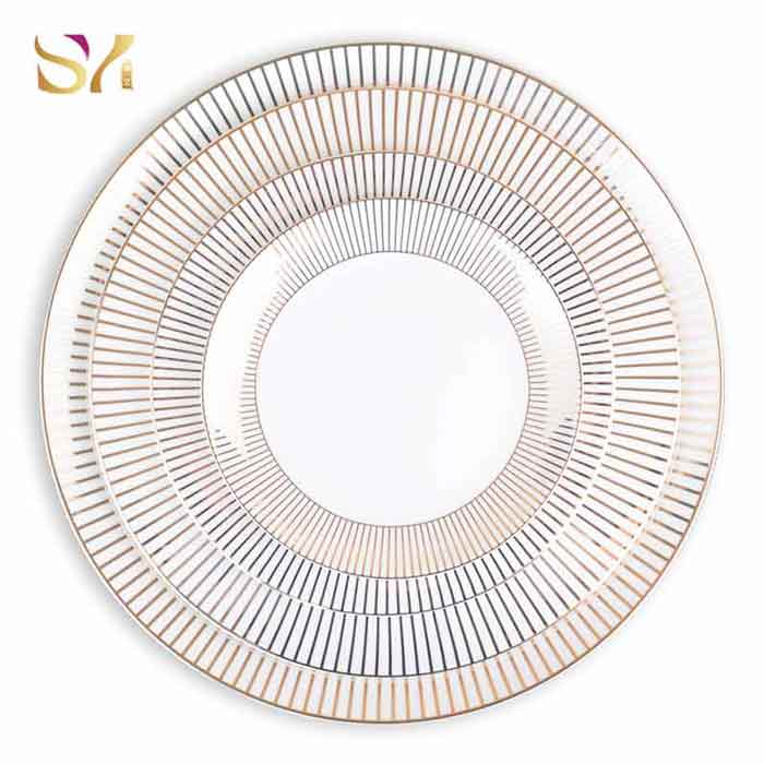 Gold Stripe Dinnerware Plates