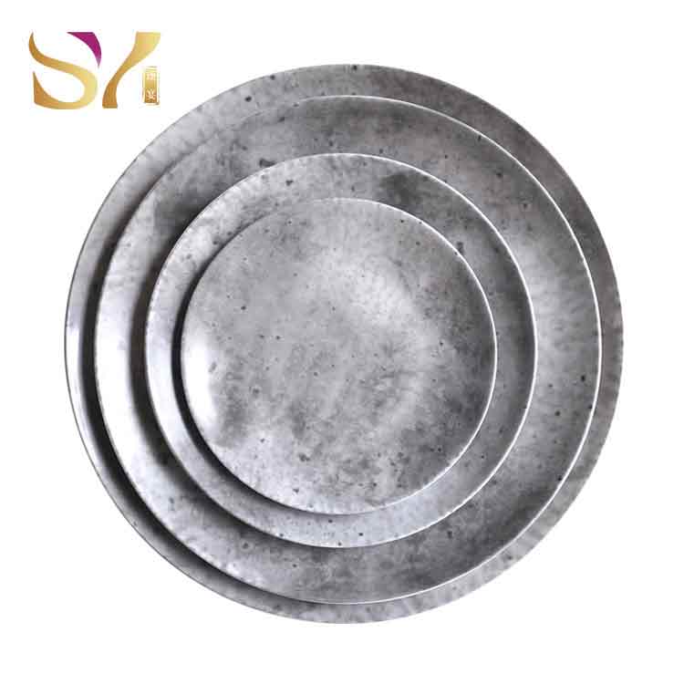 Grey Ceramic Dinner Plates Set