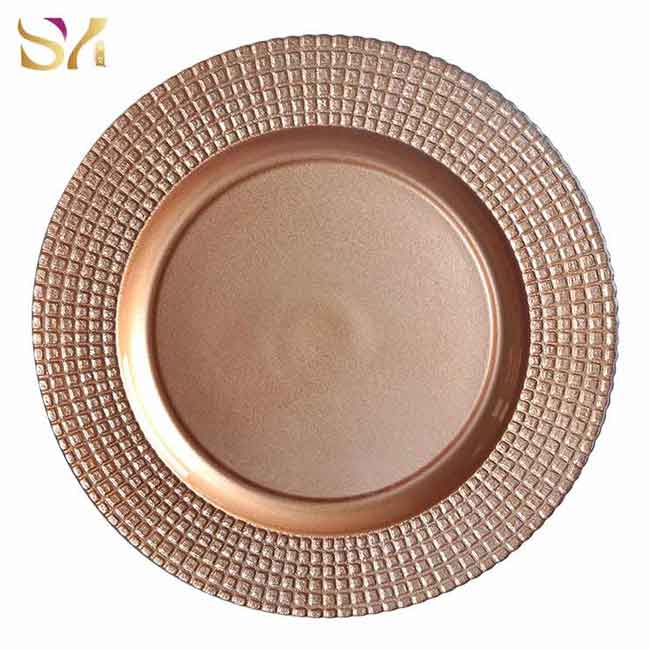 Embossed Plaid Rose Gold Chargers Plate