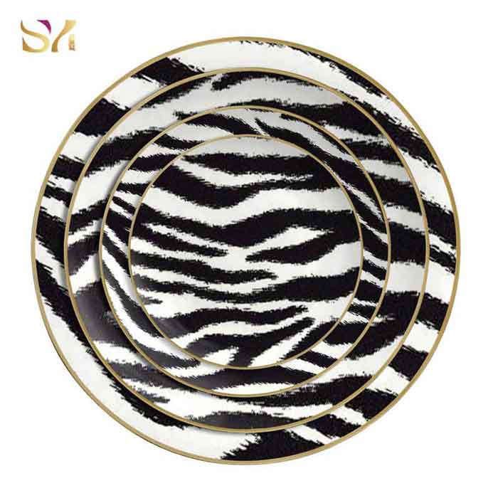 Black Leopard Print Dinnerware Plate