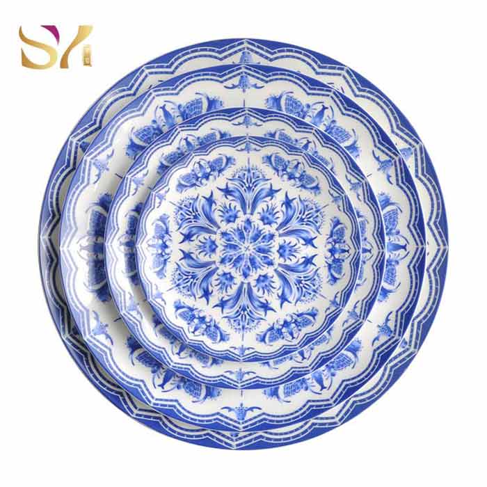 Blue Lily Bone China Plate Sets