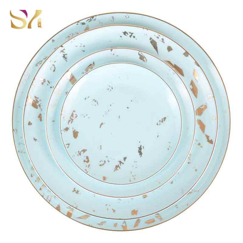 Gold Blue Style Bone China Dinner Set