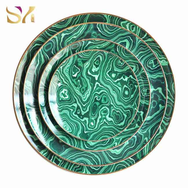 Green Full Ceramic Dinner Plate Set