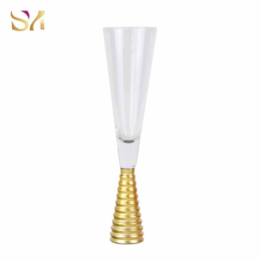 Solid Thick Stem Crystal Champagne Flutes