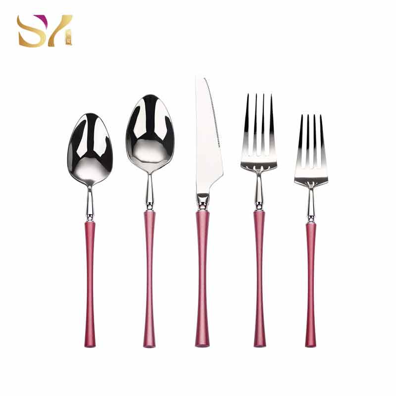 Pink Handle Silverware Set