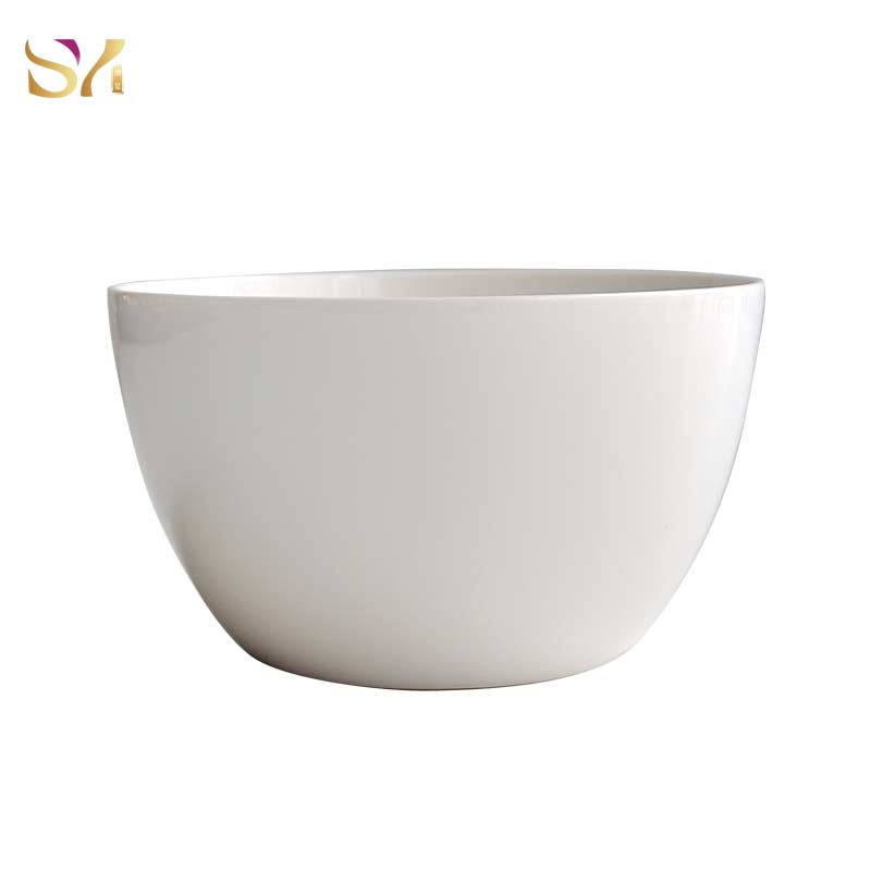 White Flat Bottom Ceramic Porcelain Salad Bowls