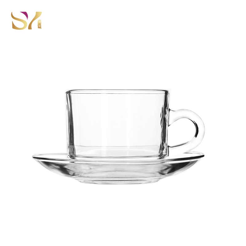 Clear Glass Espresso Coffee Cups And Saucer