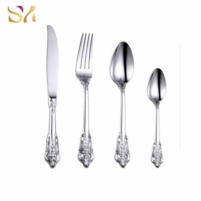 Silver Baroque Style Knife Fork Spoon Set