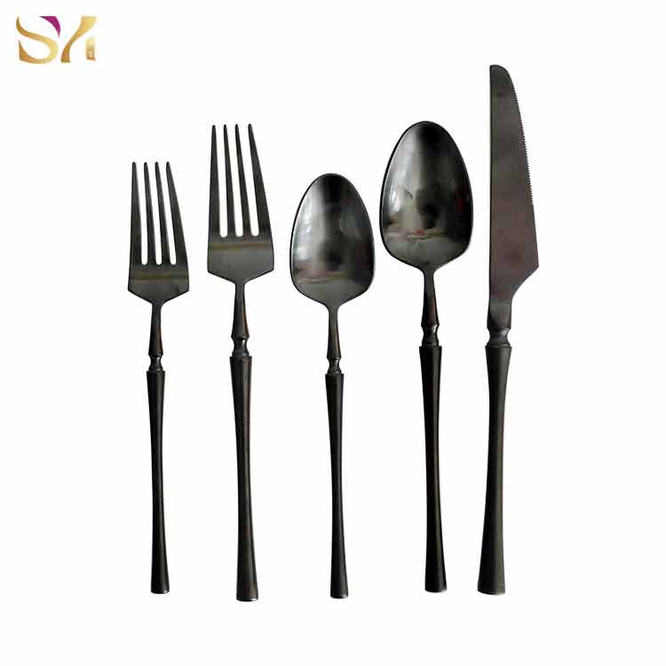 Black Silverware Knife Fork And Spoon Set