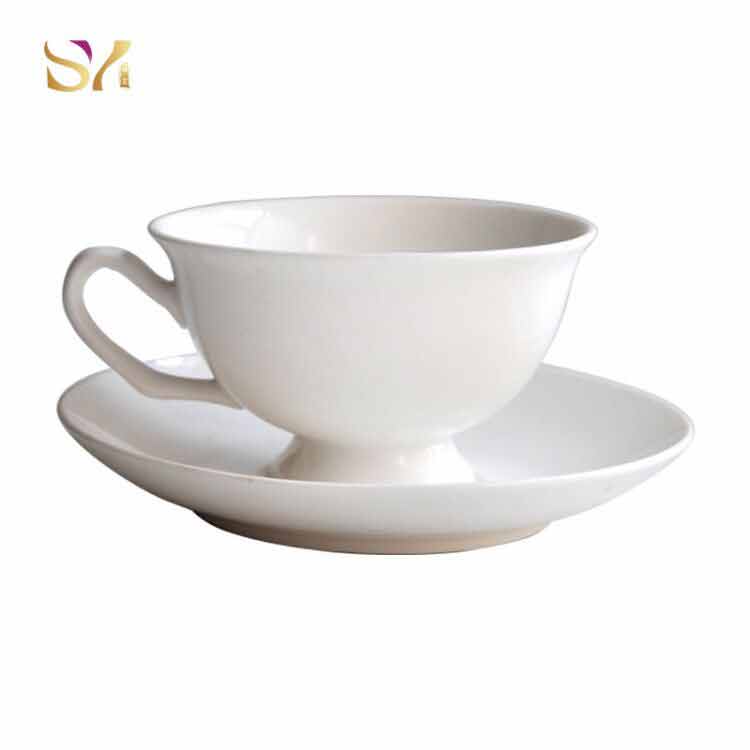 White Ceramics Cup And Saucer Set