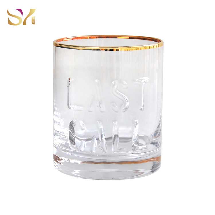 Embossed Letter Whiskey Glass Cup