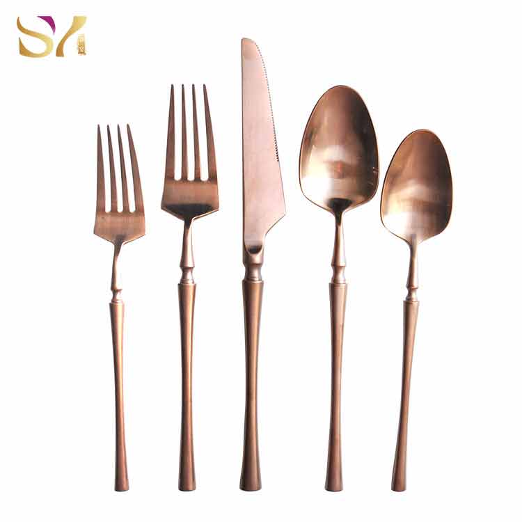 Rose Gold Serving Knife Fork Spoon