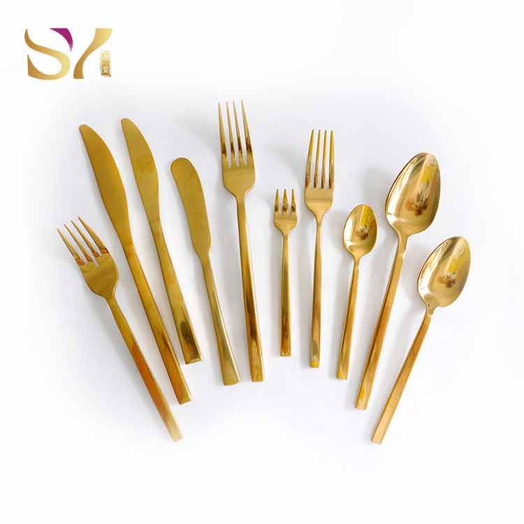 Thick Handled Gold Plated Silverware Set