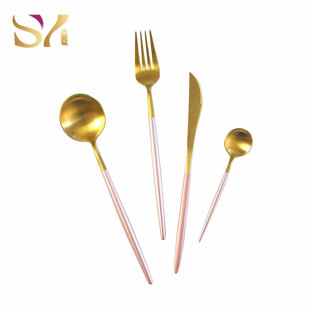 Pink Metal Knife And Fork Spoon Set