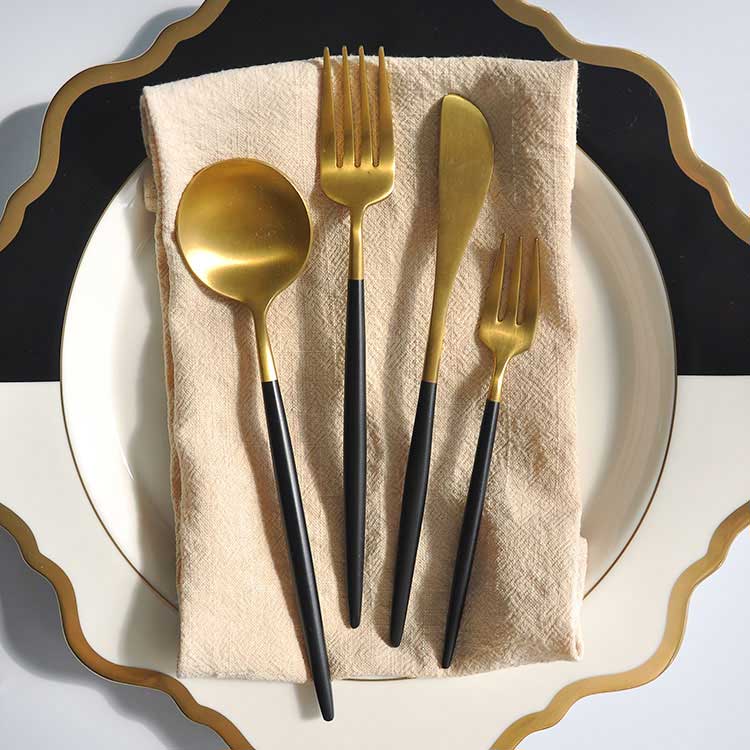 Matte Black Handle Metal Flatware 