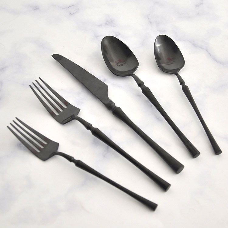 Black Silverware Knife Fork And Spoon Set