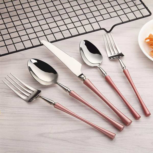 Pink Handle Silverware Set