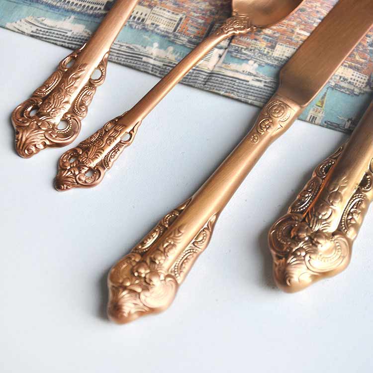 Rose Gold Baroque Flatware Cutlery Set