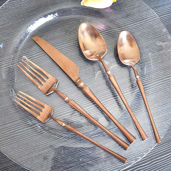 Rose Gold Serving Knife Fork Spoon