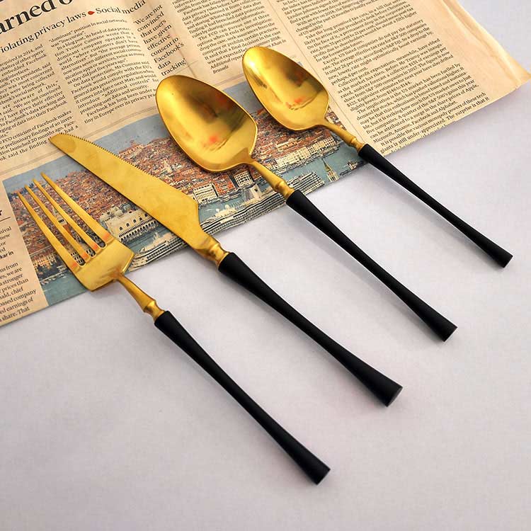 Black Silverware Knife Fork And Spoon Set