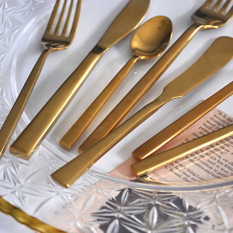 Thick Handled Gold Plated Silverware Set