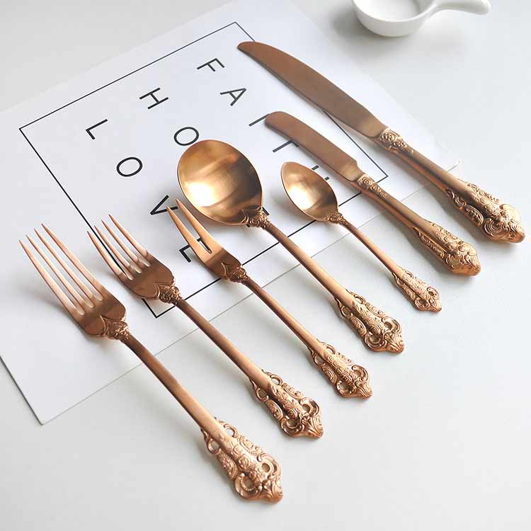 Rose Gold Baroque Flatware Cutlery Set