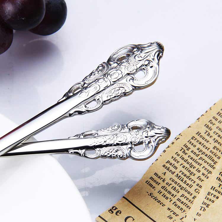 Silver Baroque Style Knife Fork Spoon Set