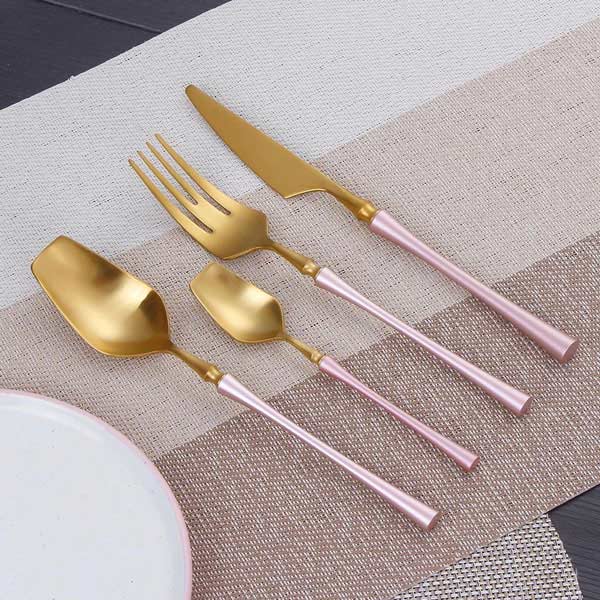 Pink Handle Silverware Set