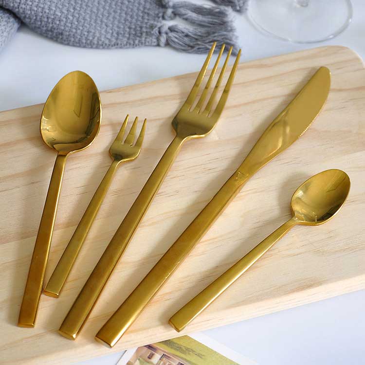 Thick Handled Gold Plated Silverware Set