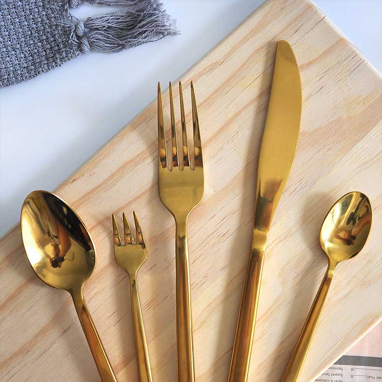 Thick Handled Gold Plated Silverware Set