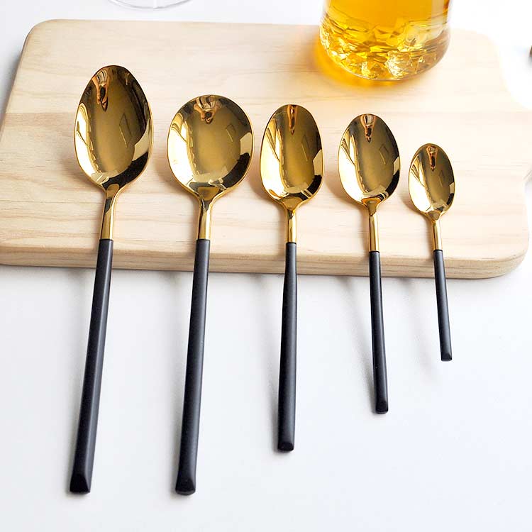 Black And Gold Cutlery Set