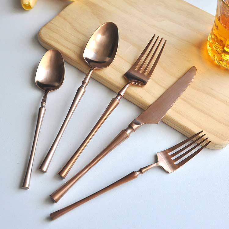 Rose Gold Serving Knife Fork Spoon