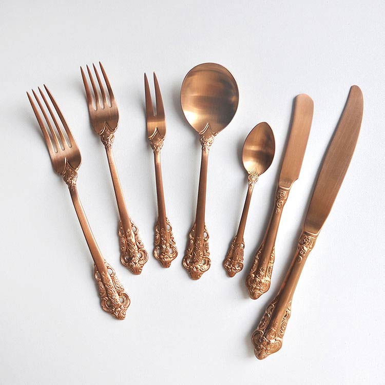 Rose Gold Baroque Flatware Cutlery Set