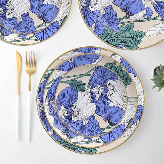 Lotus Leaf Pattern Dinner Plates Set