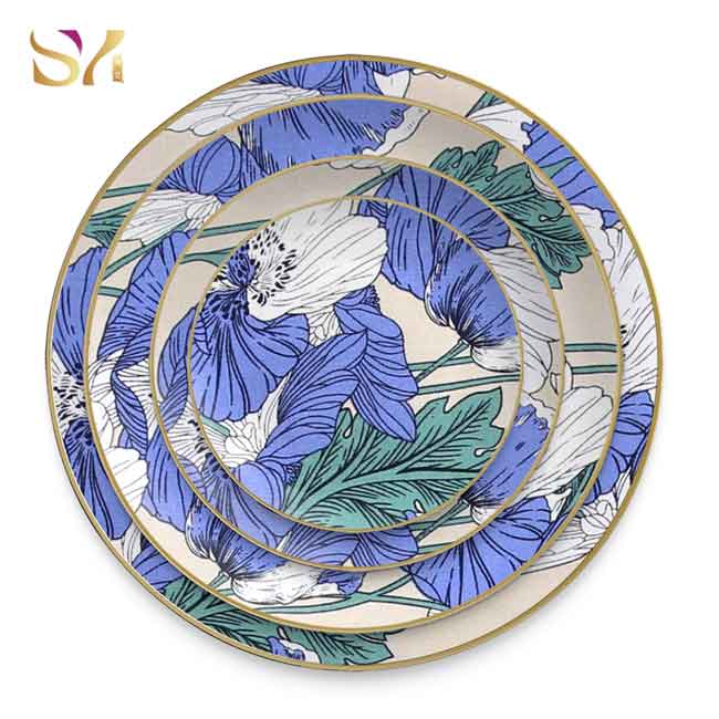 Lotus Leaf Pattern Dinner Plates Set