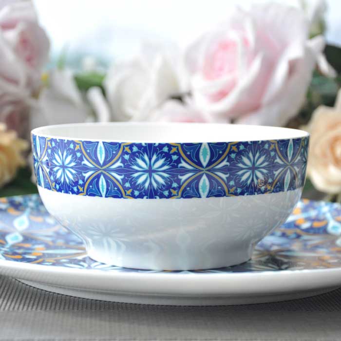 Blue And Gold Flower Ceramic Bowls