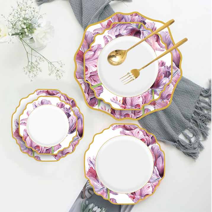 Flower Design Porcelain Dinner Plate Set