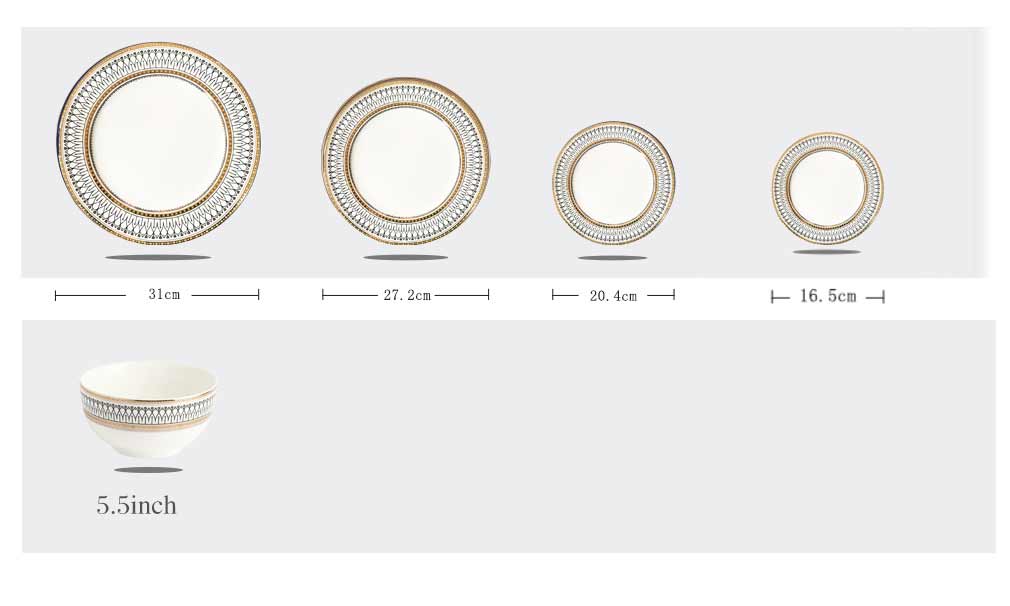 luxury geometric dinnerware with gold trim