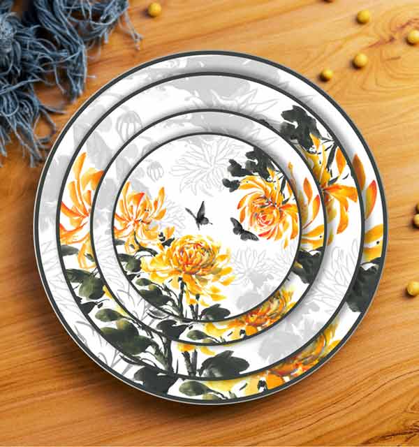 Orange Butterfly Pattern Art Dinner Set