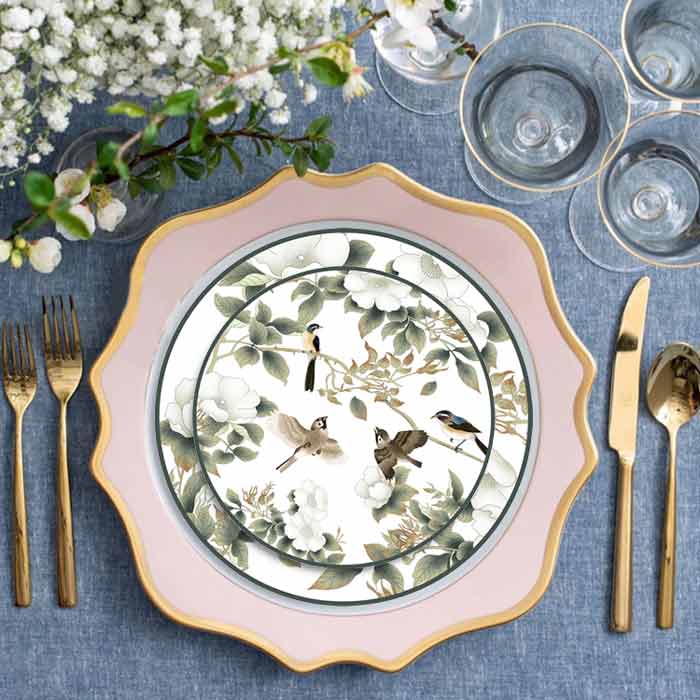 Bird And Leaves Design Dinner Set