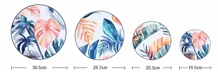 Tropical Leaf Pattern Plates Set