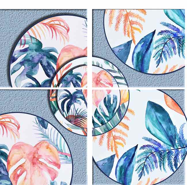 Tropical Leaf Pattern Plates Set