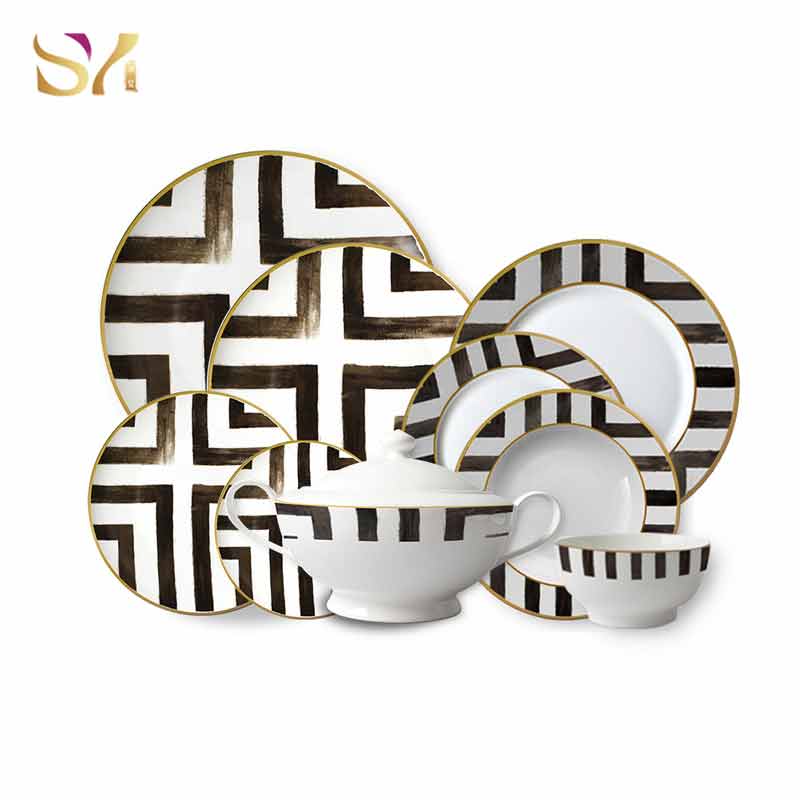 Black And White Stripe Dinnerware Plates 