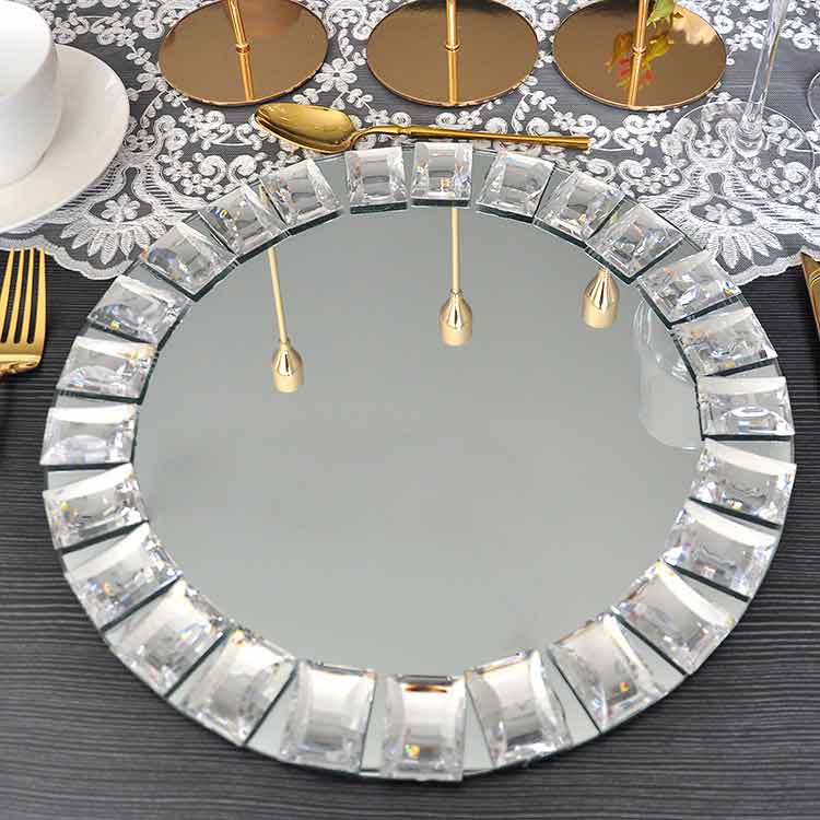 Diamond Underplate Mirror Glass Charger 