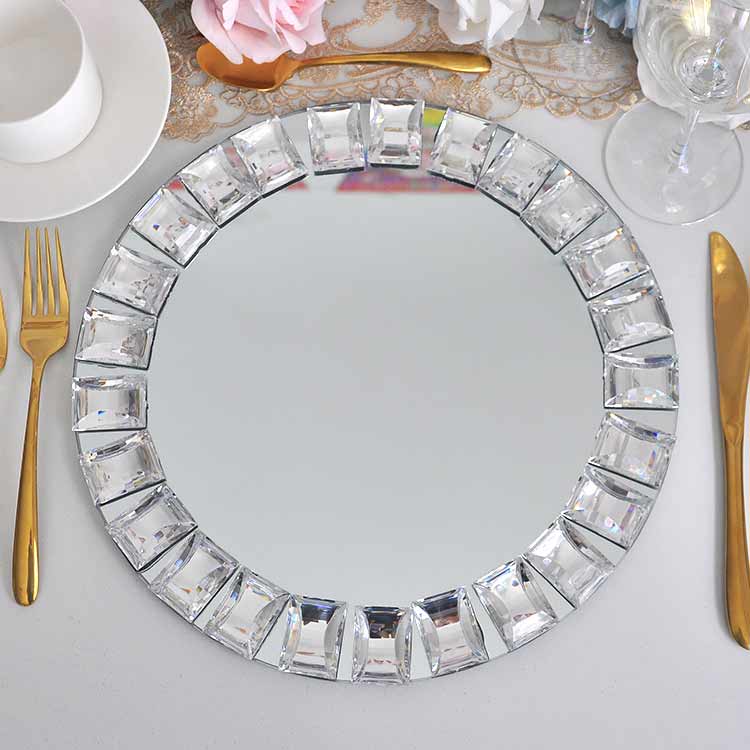 Diamond Underplate Mirror Glass Charger 